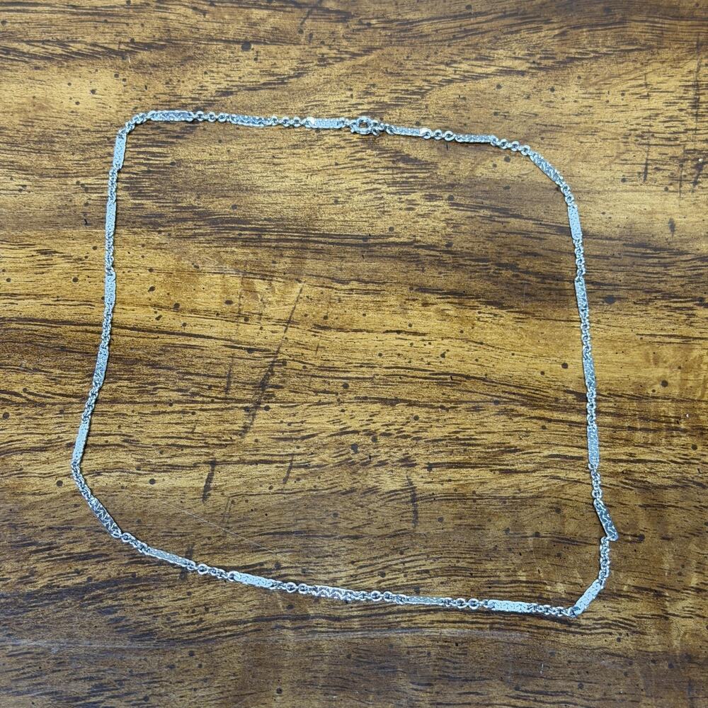 Sterling Silver Bar Station Necklace Dainty Lightweight Minimalist Layering 90s